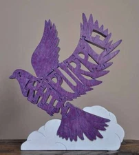 Purple Rain Dove Crying Tribute Prince Scroll Saw Toy Puzzle Figurine Made USA