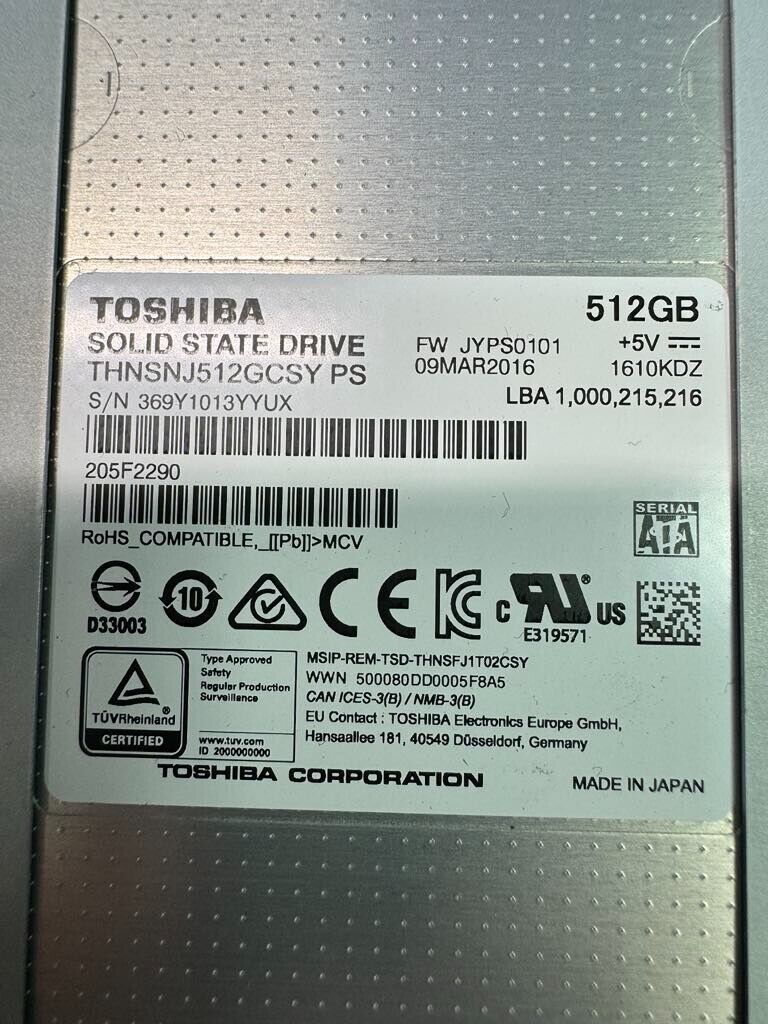 PURE STORAGE 83-0137-00 TOSHIBA THNSNJ512GCSY PS 512GB 6Gbps PURE STORAGE 83-0137-00 TOSHIBA THNSNJ512GCSY PS 512GB 6Gbps