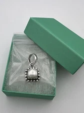 Silpada S1211 Beaded Frame Square Button Pearl Sterling Silver Pendant 