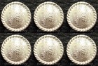 Set of 6 WESTERN TACK BRIGHT SILVER ROUND ROPE EDGE SADDLE CONCHOS 1" screw back