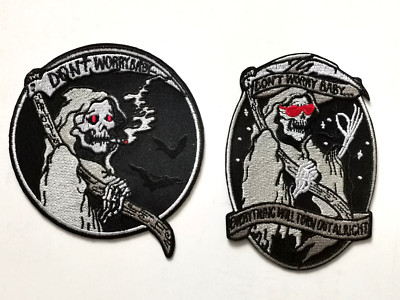 2x Patches -Don't Worry Baby - Patch Iron On Skull Tuning Biker Iron On