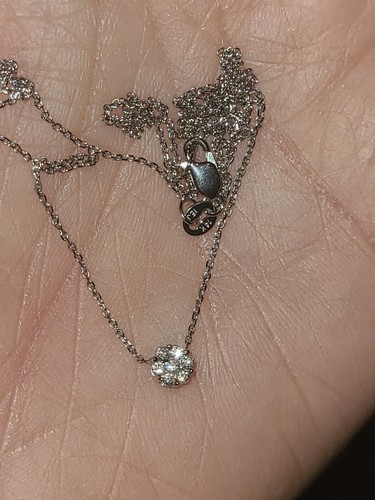 14k Gold Diamond Flower Necklace, 14k White Gold Diamond Cluster/solitair Neck. - Picture 12 of 22