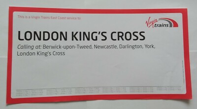 Virgin Trains East Coast Window Label Edinburgh-London King's Cross 1E05 SX Rail