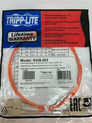 Tripp Lite N306-001 cavo a fibre ottiche 0,3 m OFNR 2x SC Arancione