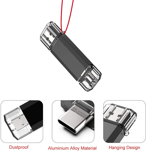 Vansuny 128GB Type C Flash Drive 2 in 1 OTG USB 3.0 + USB C Memory Stick with Ke - 第 3/12 張圖片