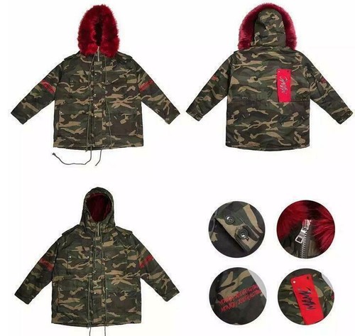 Men Women Camo Cotton Parka Coats Fur Collar Hood Liner Warm Jackets Outwear@H68 - Picture 2 of 12