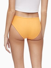 NWT Calvin Klein Women's MEDIUM RIBBED BIKINI QD3885 ORANGE JUICE