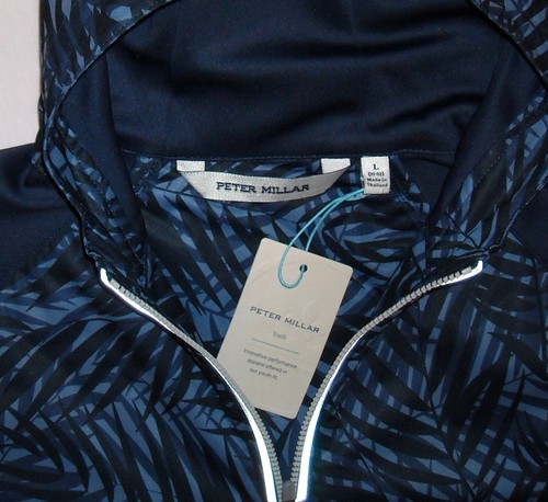 NWT Boy's Peter Millar Weld Hybrid 1/4 Zip Hoodie Size L Color Navy $150 - Picture 6 of 11
