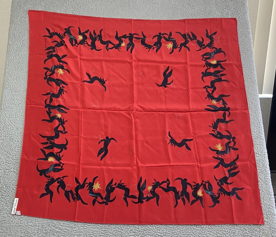 Bufanda de seda Hanae Mori danza ballet cine ópera teatro Japón 42 1/2" X 41" de colección Foto 2 de 4