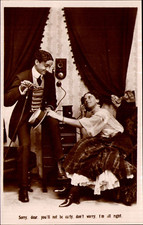 Man and Woman Novelty Postcard Vintage Real Photo RPPC 1905-1915 Humour Risque