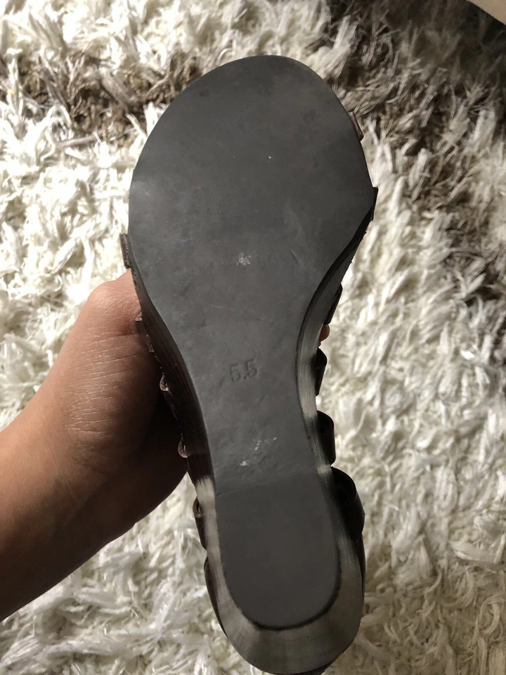 Sandalias con tiras MATIKO botas de cuña de gladiador - marrón chocolate con hebillas 5,5 Foto 4 de 4