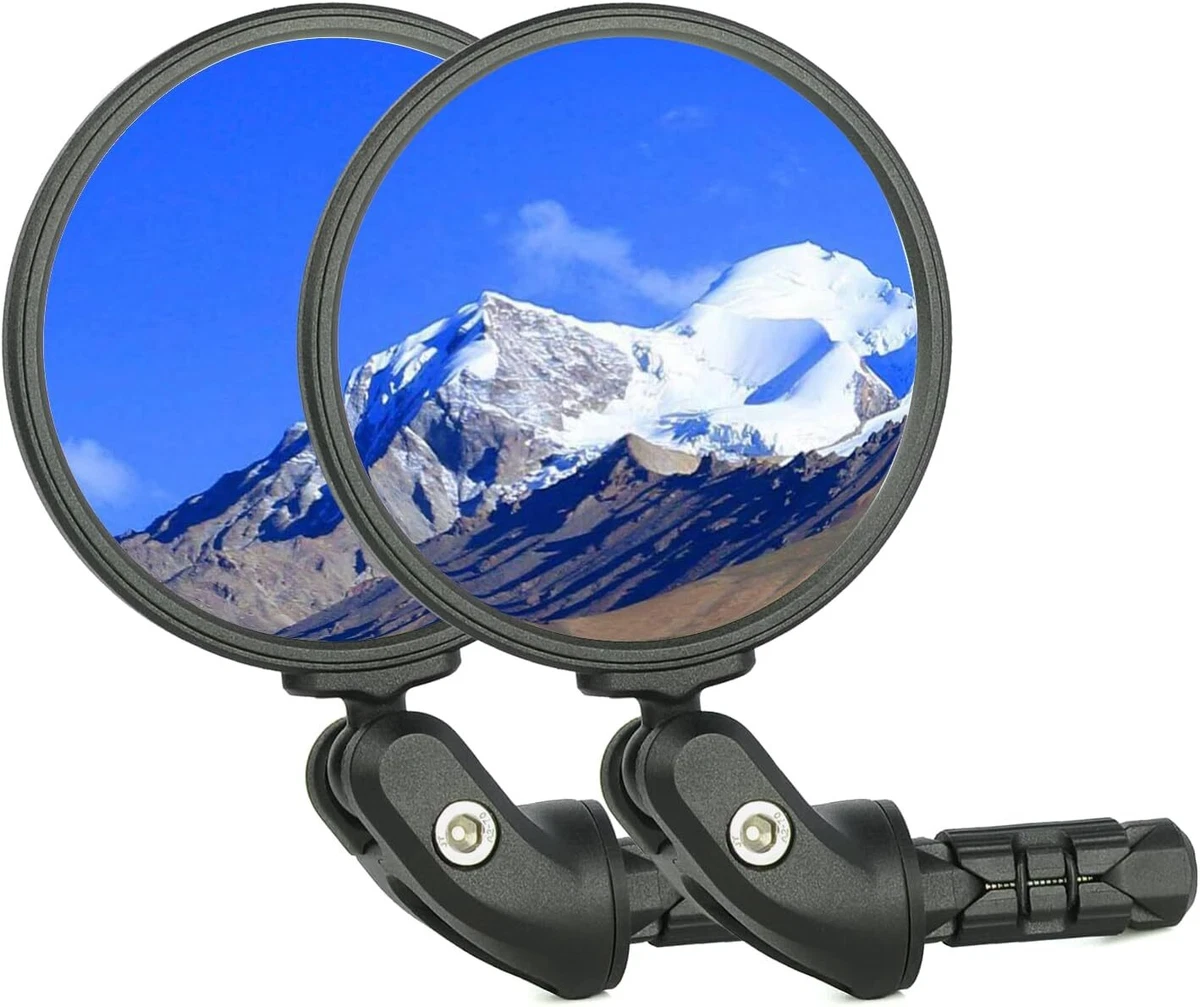 2PCS Bike Mirrors Bike Bar End Mirror HD Glass Convex Lens Bicycle