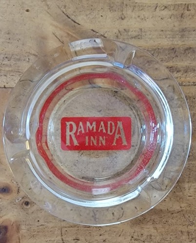 Vintage Round RAMADA INN Ashtray Hotel Advertising 4 Inch Clear Glass
