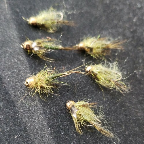 FLY FISHING FLIES BEAD HEAD NYMPH THIN SKIN OLIVE # 12 - Picture 2 of 4