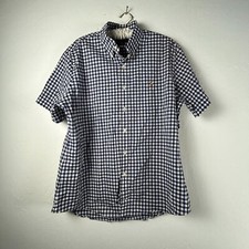 Ralph Lauren Button Down Shirt Mens Large Blue Checkered Classic Fit Logo Preppy