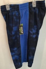 Boy's S 6-7, L 12-14, XL 16-18 Zone Pro Black Blue Athletic Short Pockets