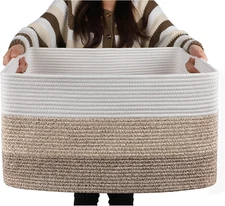 Large Blanket Basket, 22”x17”x12”Rectangle Woven Baskets,Nursery Blanket Storage
