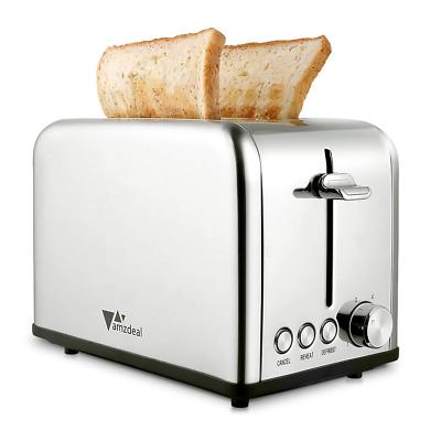Toaster 2-Scheiben-Toaster mit 6 Bräunungsstufen, breite Schlitze, aufwärmen & auftauen