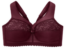 Glamorise Pampers-Shoulders MAGIC LIFT Bra Burgundy 46G WIRELESS-COMFORT NEW