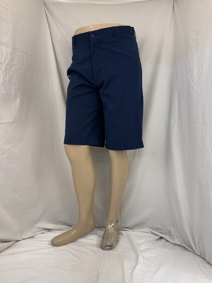 Pantalones Cortos de Golf Calle 32 Azul Frente Plano Poli Rayón Elastizados YGI W1-225 Foto 2 de 4