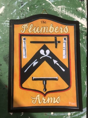 DER KLEMPNER Klempner Mini Kneipe Schild 10 Zoll Holz 25 cm Gasthaus Taverne Geschenk Bar Gasthof