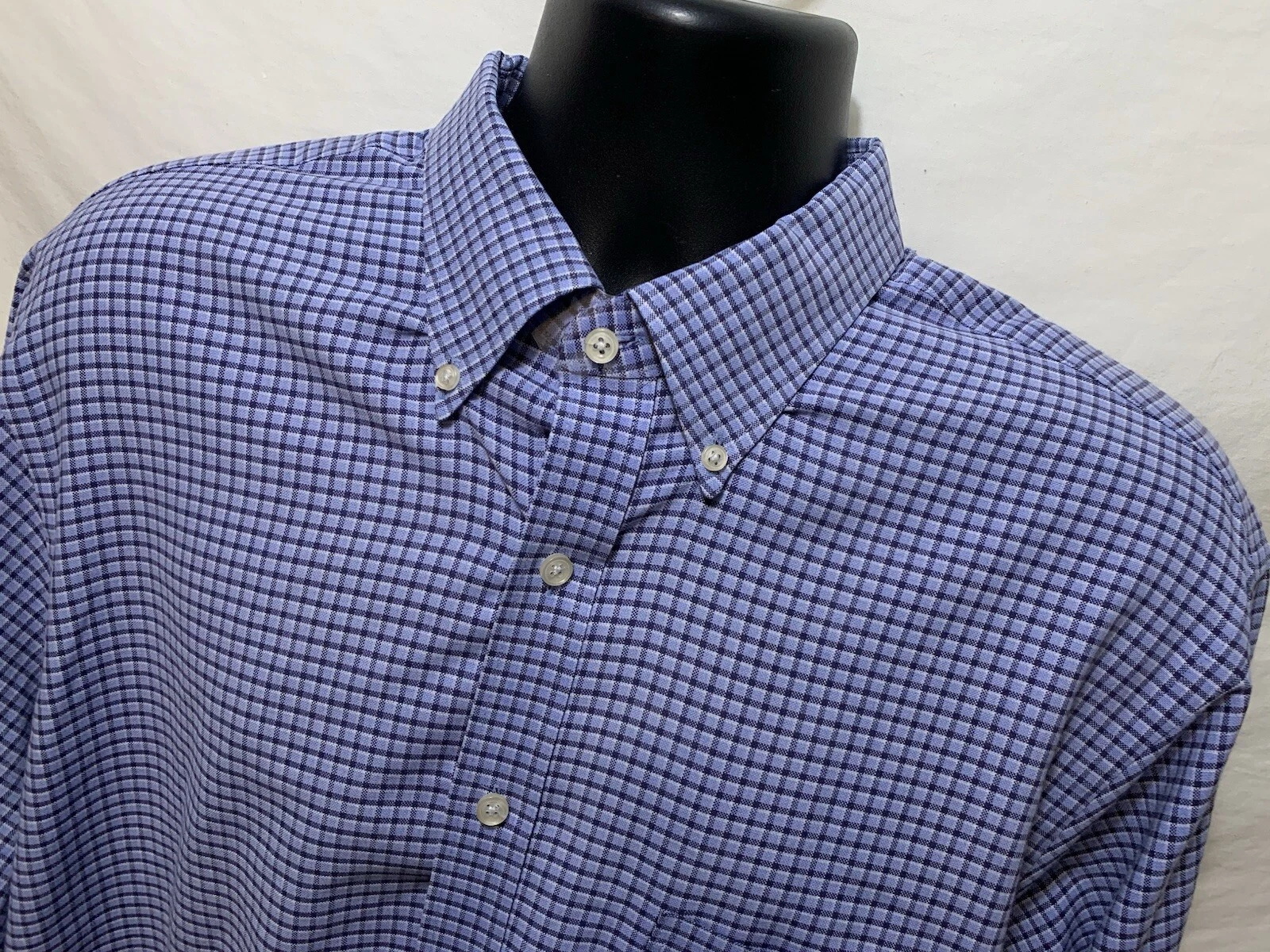VANS Camicia elegante uomo Van Heu blu a quadri Oxford taglia 17 1 2 LS 34 35 cotone A2