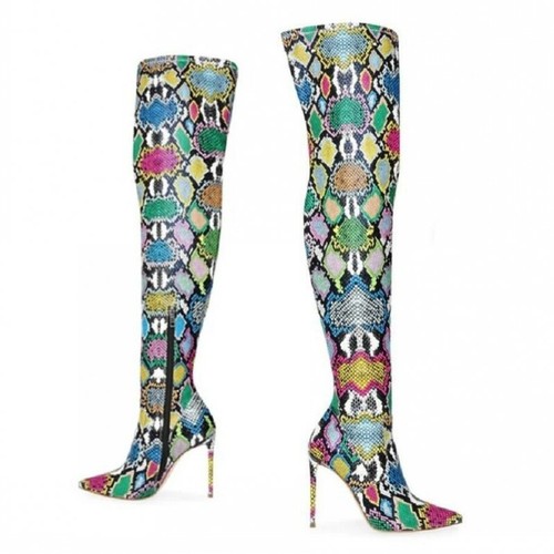 Women Over Knee High Thigh Boots Stilettos Pointy Toe Side Zip Shoes Clubwear L - Picture 5 of 14