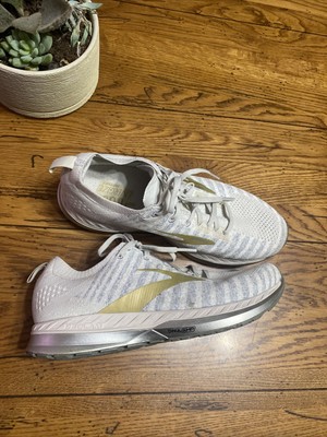 Brooks Bedlam White Grey Gold Women Running Sneaker Shoe