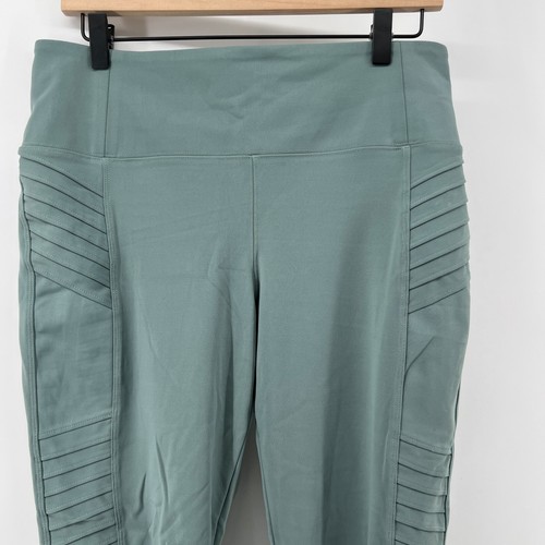 Athleta Women L Delancey Moto Tight Legging Sage Green Stretch High Rise Pockets - Picture 3 of 9