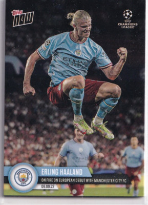 Topps Now 2022 Champions League Karte Nr. 6 Erling Haaland on Fire in Debut