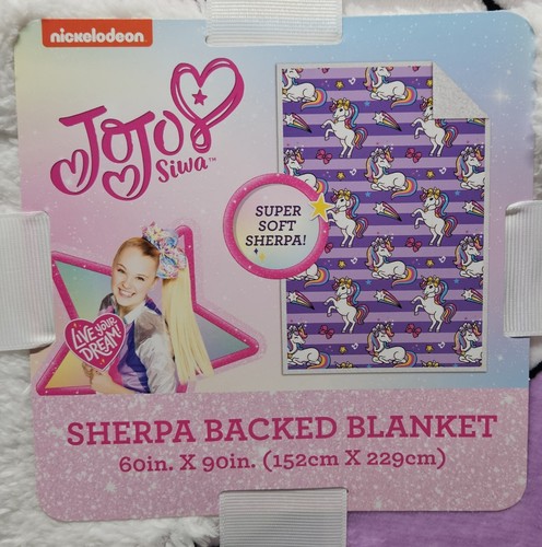 Jojo Siwa Stars and Stripes Super Soft Sherpa Backed Blanket, 60" x 90"/New - Picture 2 of 7