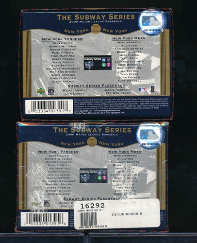 lot (2) 2000 Upper Deck Subway series sets Mets & Yankees Jeter Rivera * - Picture 2 of 3