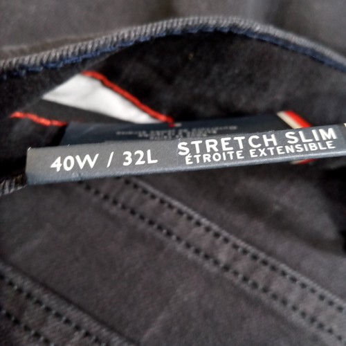 Tommy Hilfiger Jeans Stretch Slim Mens 40x32 Black Straight Cotton Blend New - Picture 3 of 9
