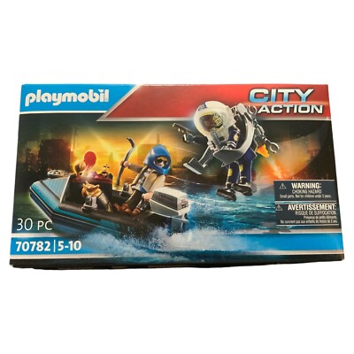 Neu Playmobil Polizei Jet Pack mit Boot Neu versiegelt Toy City Action 70782 (4
