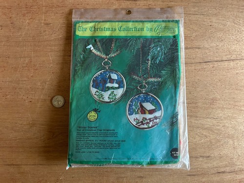 Paragon Needlecraft Kit Winter Scenes Christmas Tree Ornaments 6213 Vtg 1976 - Picture 2 of 22