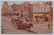 Postcard Disneyland CA Upjohn Old-Fashioned Drugstore Pharmacy Horse Drawn Car
