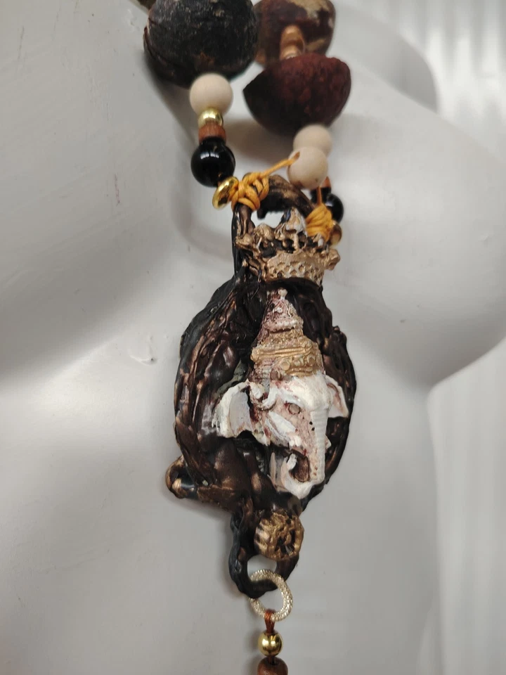 Colar de joias de luxo pingente animal elefante Senhor Ganesha deus hinduísta - Imagem 2 de 4