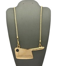 Hip Hop Plain Hatchet Ax Pendant 3mm 30" Box Chain Necklace XZP30GB3X