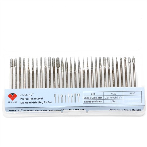 Juego de 30 rebabas de diamante tallado rebabas para joyería piedra vástago lapidario 3/32"" - Imagen 11 de 15