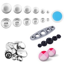120 PCS 6 Sizes Button Covers Kit, DIY Fabric Covered Buttons, 2 Tools, Silver
