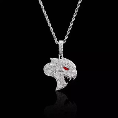 2Ct Round Cut Real Moissanite Men's Hellcat Charm Pendant 925 Sterling Silver