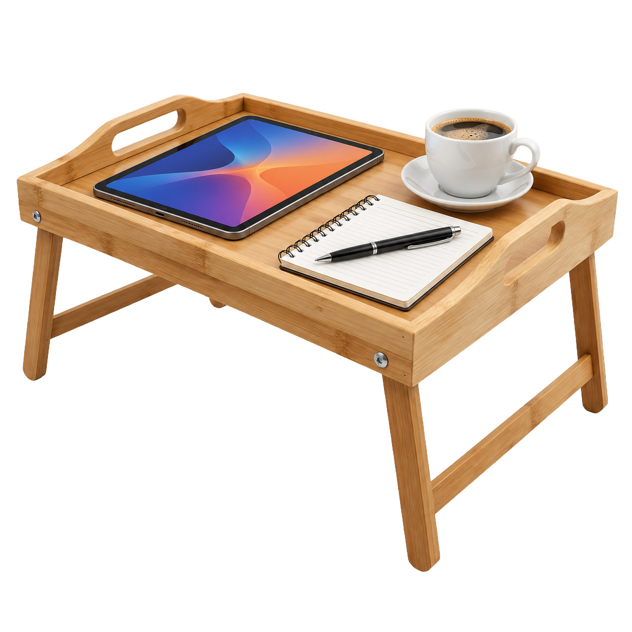 Lap Tray Table Bamboo Foldable Legs Laptop Stand Bed Desk Tray - 40cm x 30cm