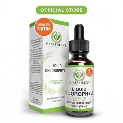 Benevolent Liquid Chlorophyll Drops 4 Month Supply Alcohol Free Detox