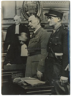 Orig. PRESSE Foto franz. Syrien General Henri Dentz bei Prozess Frankreich 1944