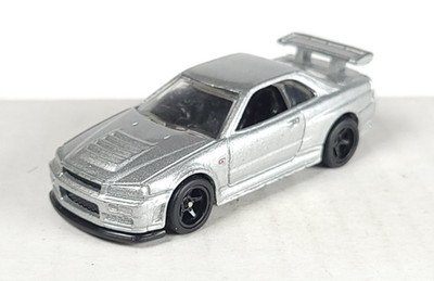 Hot Wheels loose Nissan Skyline GTR GT-R R34 silver wheel swap custom