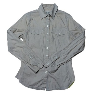 Converse One Star Womens Small Khaki Tan Utility Button Down Shirt Ribbed Sides