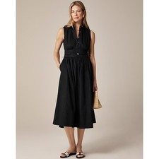 J.Crew Fitted-waist shirtdress in cotton poplin Black Size Tall 2