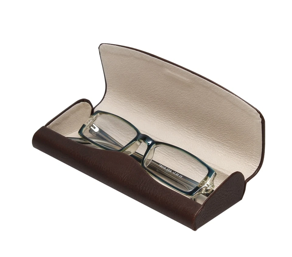 Glasses Case Men&Women Hard Eyeglass Case Magnetic Closure Syn. Leather Espresso - Image 4 of 4
