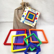 Toddlers Toy SQUARE Nesting Puzzle Sort Size Color Fine Motor Learning