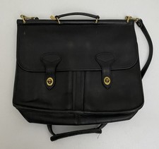 Vintage JACK GEORGES Messenger Bag Briefcase - Black Leather w/Shoulder Strap